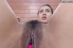 Hot Colombian with natural hairy bush and fake tits