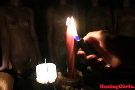 Real college teens pussy toyed with candles