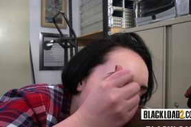 Black haired teen hottie likes to suck a big black prick and balls before getting her sweet pussy