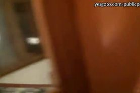 Filthy blonde Czech girl flashes and asshole railed for money