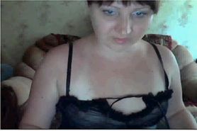 BBW girl show busty tits and strapon