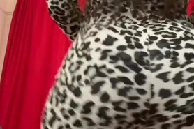 African girl`s fat ass in Animal print