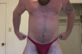 Bodybuilder Flexing in Revealing Posing Trunks OnlyfansBeefBeast