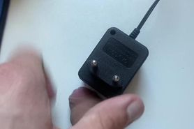 Sexy gey make tortures  for his sensitive cock with charger plug