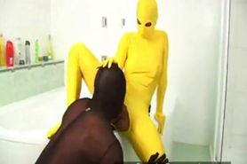 Kinky couple fuck in spandex catsuits