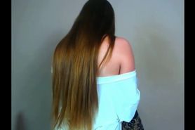 Super Sexy Long Haired Teen Striptease and Hair Brushing, Long Hair, Hair
