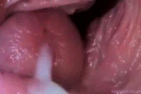 Pussy camera inside showing cum