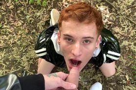 Ginger Twink Drink Piss Outdoor in Chastity