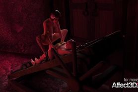 3D fantasy animation with a vampire and a futanari girl