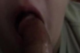 Quick cock suck and she swallows my cum
