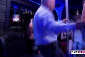 Amateur swinger couple start the day having fun in the bus and enjoys a hot masturbation