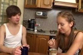 Teen likes a coffee with sperm