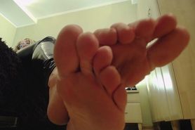 POV feet teasing sweaty soles