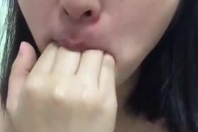Stunning Chinese teen oral pro fists own throat for 12 minutes