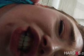 Teenie gets cum on her cute face after hard anal