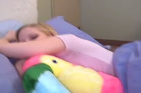 blonde girl masturbate in bed