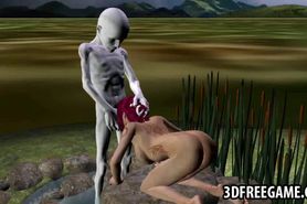 3D redhead sucks cock and gets fucked by an alien - video 1