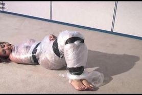 Bondaries - Kayla Bound Gagged And Wrapped In Plastic