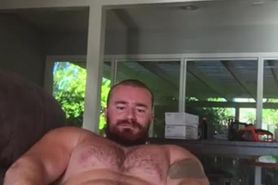 Huge Cock Bodybuilder Flex And Jerk Off On Couch. Hot Alpha Musclebear Sexy