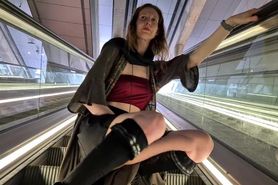 First-time voyeur plays with her pussy in an Amsterdam Metro Station