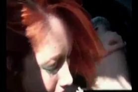 Redhead Sucks Cock In Car