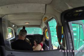 Lesbians amateurs anal banged in fake taxi