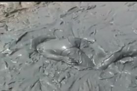 Girls Diving In Mud