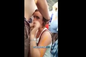 girl caught sucking cock at a festival