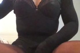 Jenna's masturbation (female mask, cross dressing, transvestite, rubber, heels, pantyhose, gloves)