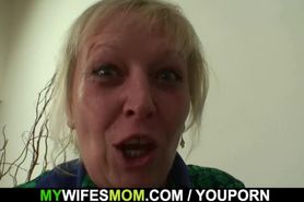 Busty granny fucks son-in-law after his wife leaves
