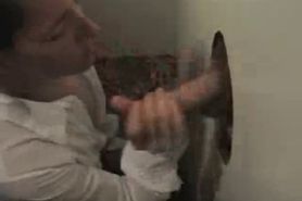 Gloryhole - Sucking a strangers hard cock through the hole in the wall unti - video 4