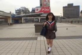 Mikan Cute Asian student flashes her part6
