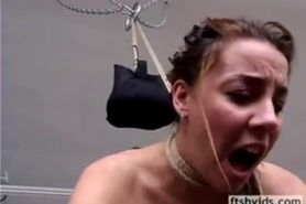 Hottie hanged and tied tight fucked hard doggy style