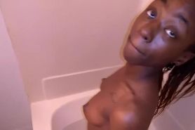 Black teen giving blowjob and gets a facial