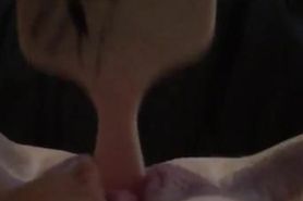 Teen fucks her tight pussy with hairbrush & squirts while family are next door