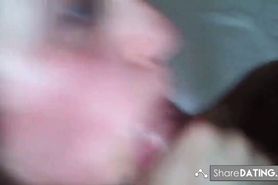 Amateur On Her Knees Sucking Cock