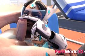 Video Game Whores with Cool Body from 3D Overwatch Sucks a Huge Cock