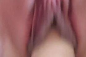 Upclose!!!  Spread my pussy lips as I sit on my suction cup dildo and ride!