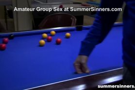 Summer Sinners Group Banging on the Pool Table