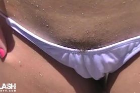 Topless Pussy Slip Nude In Public Outdoor Beach