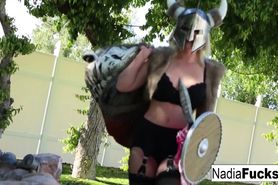 Viking Nadia Plays Wtih her Pussy in the Forest