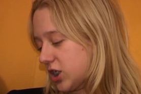 Horny Dutch amateur blonde teen slut with braces going for her first Anal