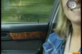 Blonde teen playing in the car