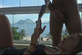 Beautiful Girl Fills Her Mouth In Paradise After Reading