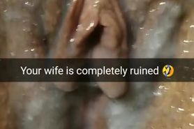 My wife after gangbang lies with filled with cum ruined fertile pussy [Cuckold. Snapchat]