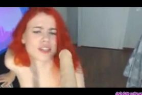 Hot Sexy Sucking a Great Dildo Babe Redhead at her WebCam