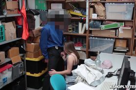 Teen suspect was taken to the backroom office for fucking