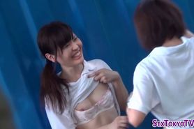 Japanese teen rubbing lesbian