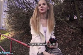 Public Agent Teen girl Sabrina Spice gives blowjob in forest