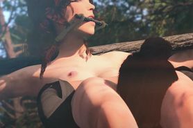 Lara Croft tied and abused